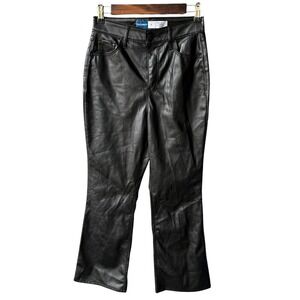 Old Navy Pants Black Faux Leather High Rise Crop Flare Streetwear Preppy Size 2